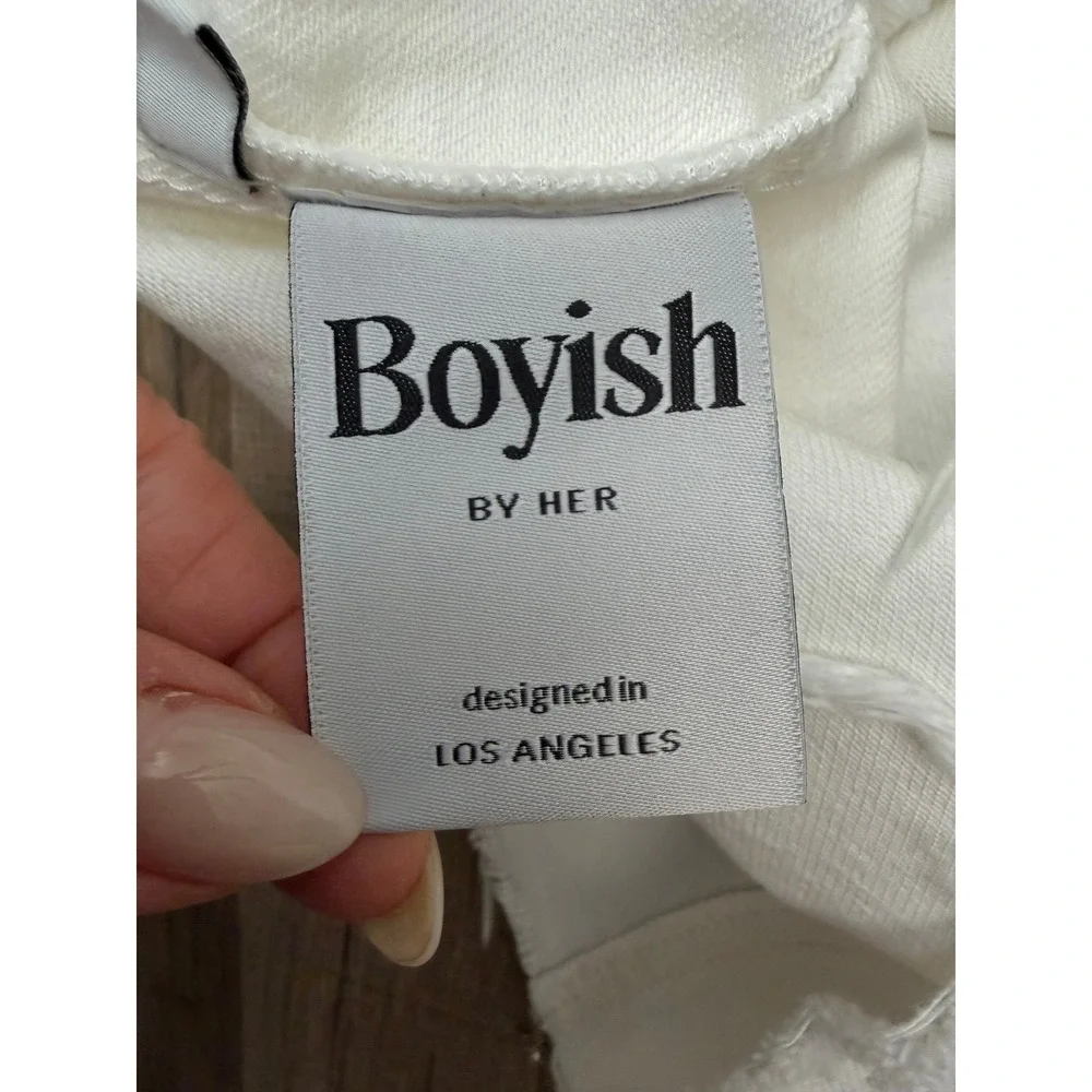 Boyish Kennedy Denim‎ Dress Women M Off White Button Front Frayed Hem - Picture 6 of 11